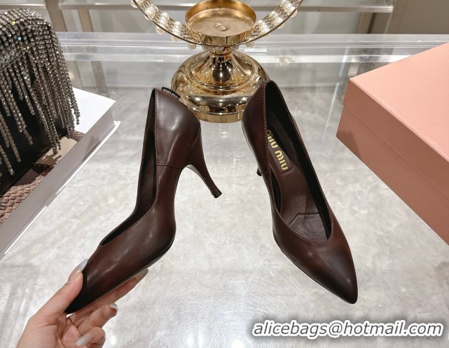Good Quality Miu Miu Calf Leather Pumps 7.5cm 5I546E Dark Brown 2026
