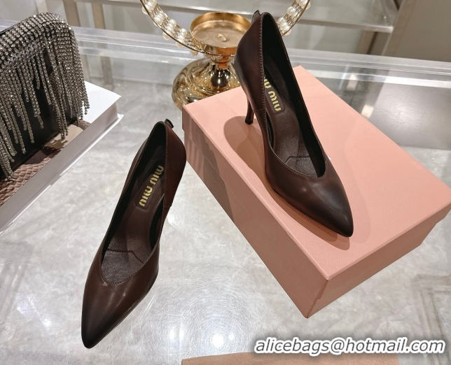 Good Quality Miu Miu Calf Leather Pumps 7.5cm 5I546E Dark Brown 2026
