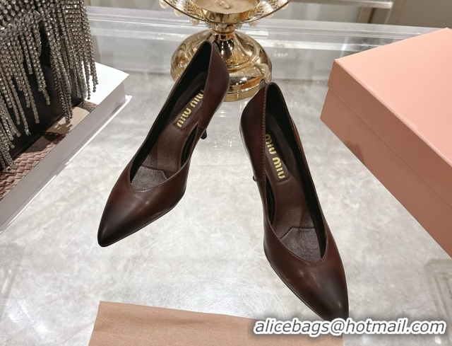 Good Quality Miu Miu Calf Leather Pumps 7.5cm 5I546E Dark Brown 2026