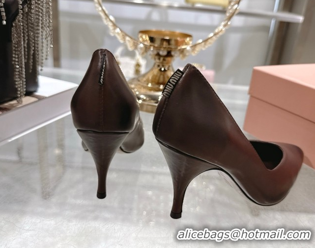 Good Quality Miu Miu Calf Leather Pumps 7.5cm 5I546E Dark Brown 2026