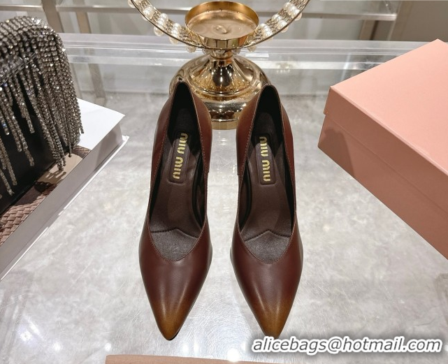 Discount Miu Miu Calf Leather Pumps 7.5cm 5I546E Brown 2026