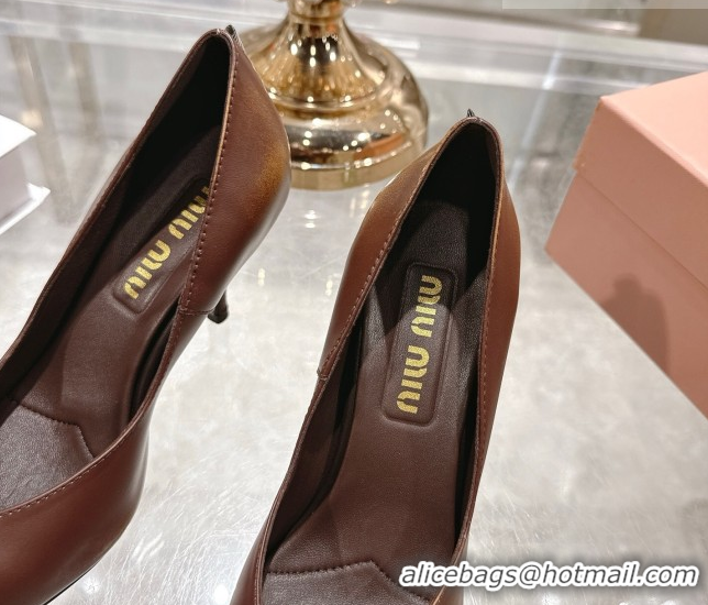 Discount Miu Miu Calf Leather Pumps 7.5cm 5I546E Brown 2026