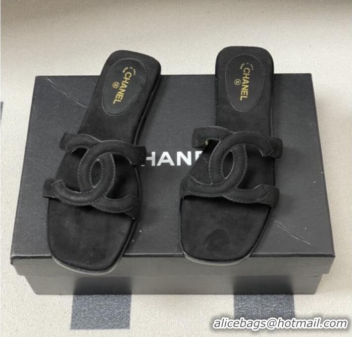 ​Good Quality Chanel Suede Mules Sandals G47250 Black 2026