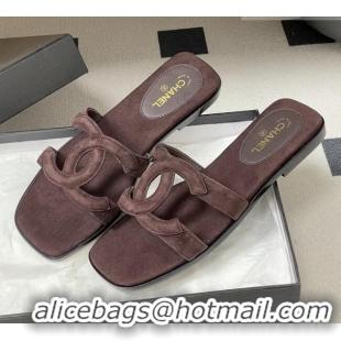 Grade Cheap Chanel Suede Mules Sandals G47250 Coffee Brown 2026