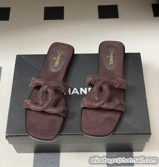 Grade Cheap Chanel Suede Mules Sandals G47250 Coffee Brown 2026
