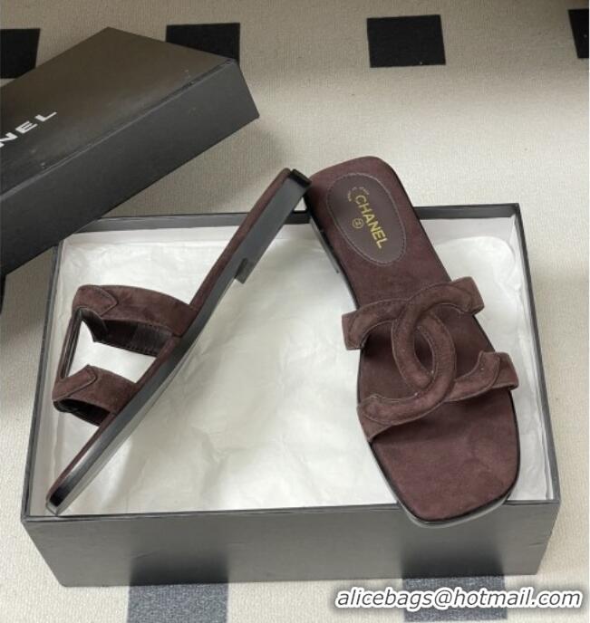 Grade Cheap Chanel Suede Mules Sandals G47250 Coffee Brown 2026