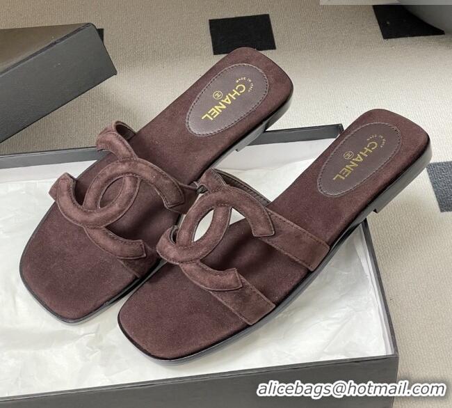 Grade Cheap Chanel Suede Mules Sandals G47250 Coffee Brown 2026