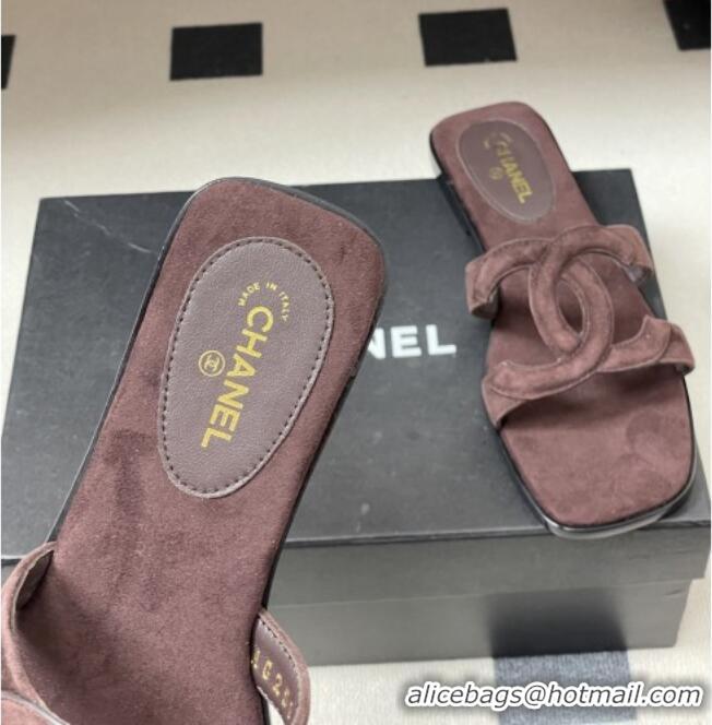 Grade Cheap Chanel Suede Mules Sandals G47250 Coffee Brown 2026