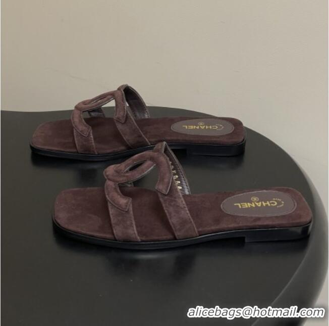 Grade Cheap Chanel Suede Mules Sandals G47250 Coffee Brown 2026