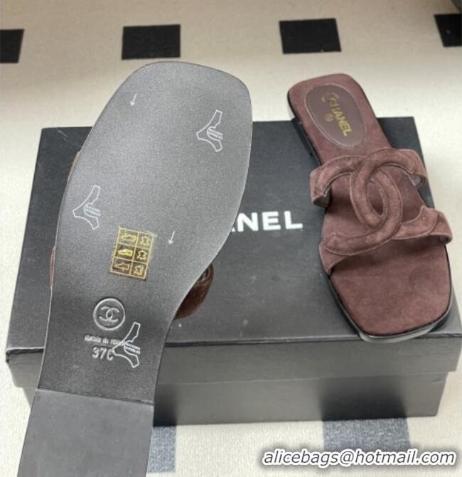 Grade Cheap Chanel Suede Mules Sandals G47250 Coffee Brown 2026