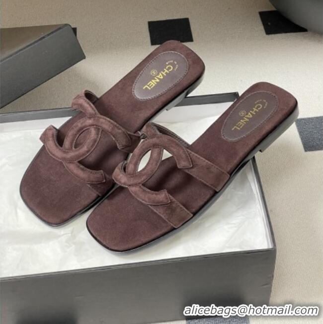 Grade Cheap Chanel Suede Mules Sandals G47250 Coffee Brown 2026