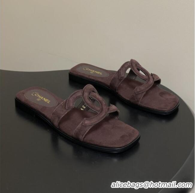 Grade Cheap Chanel Suede Mules Sandals G47250 Coffee Brown 2026