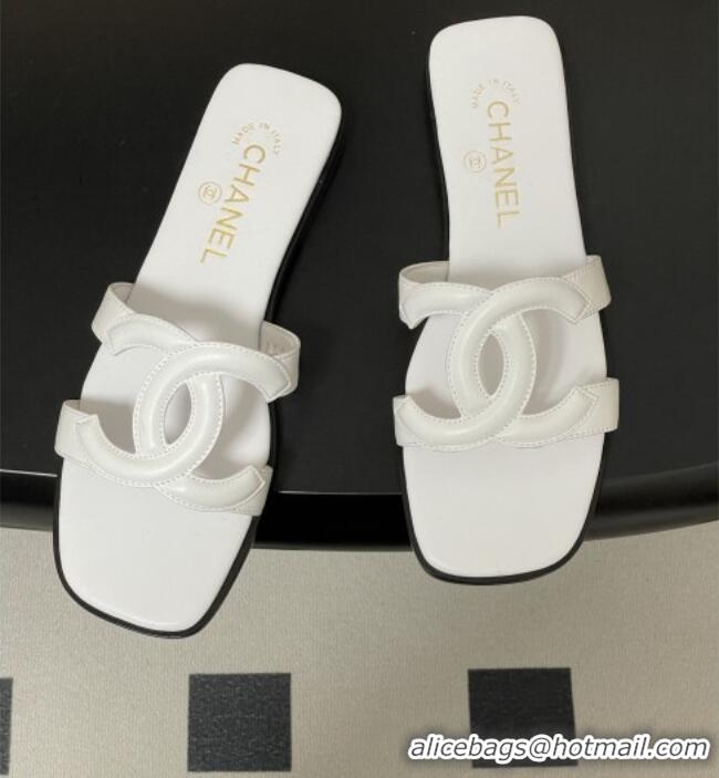 ​Reasonable Price Chanel Lambskin Mules Sandals G47250 White 2026