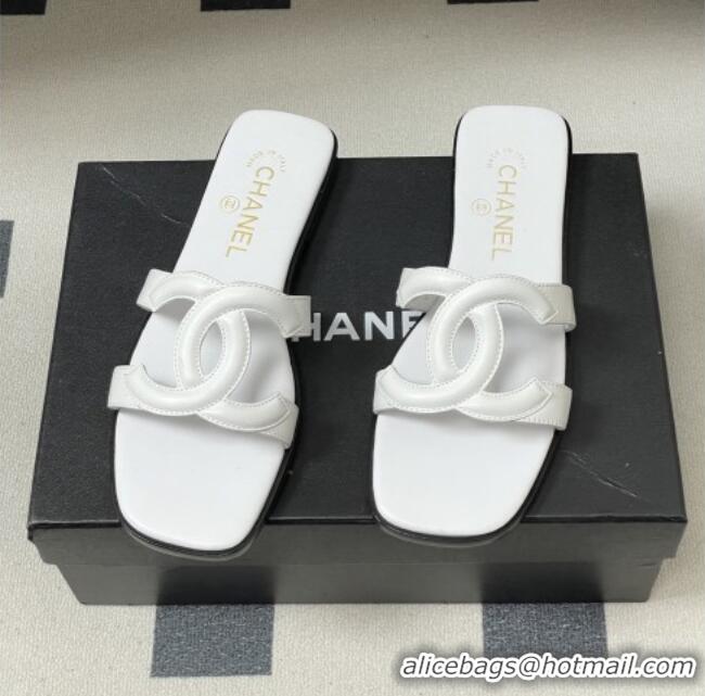 ​Reasonable Price Chanel Lambskin Mules Sandals G47250 White 2026