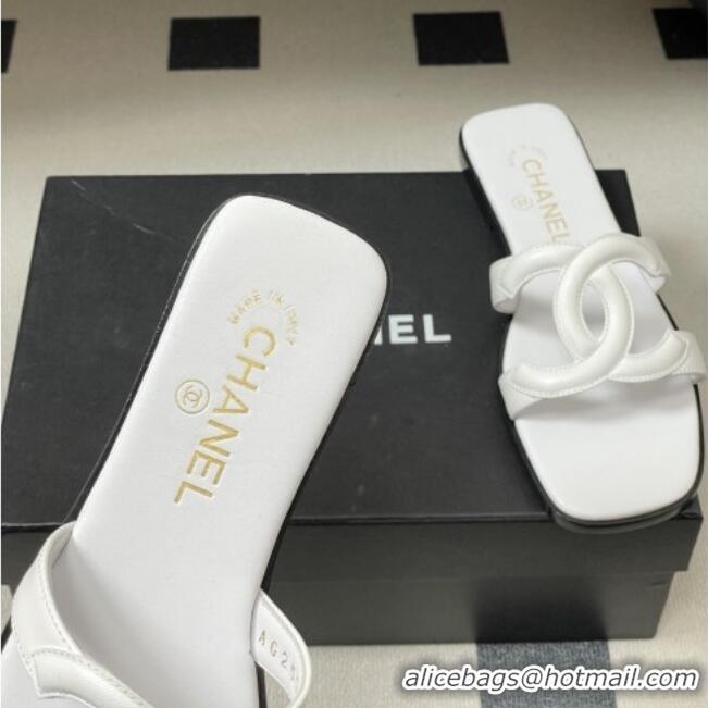​Reasonable Price Chanel Lambskin Mules Sandals G47250 White 2026