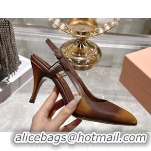 Unique Style Miu Miu Calf Leather Slingbacks Pump 7.5cm 5I546E Brown 2026