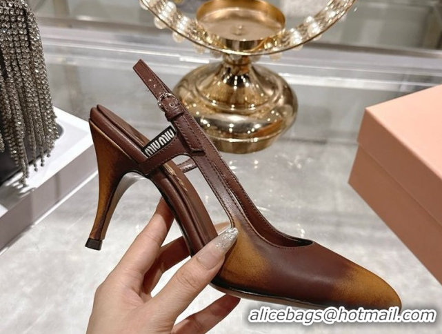 Unique Style Miu Miu Calf Leather Slingbacks Pump 7.5cm 5I546E Brown 2026