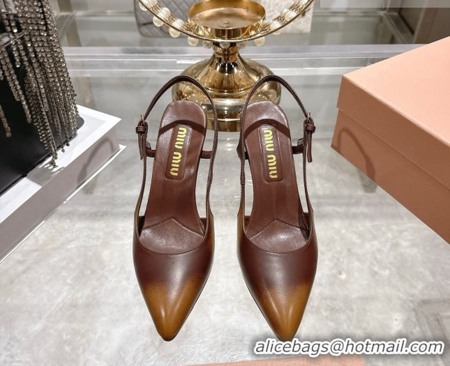 Unique Style Miu Miu Calf Leather Slingbacks Pump 7.5cm 5I546E Brown 2026