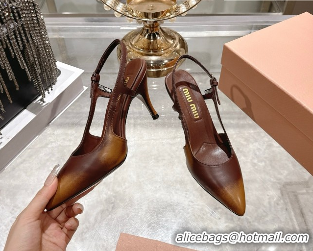 Unique Style Miu Miu Calf Leather Slingbacks Pump 7.5cm 5I546E Brown 2026