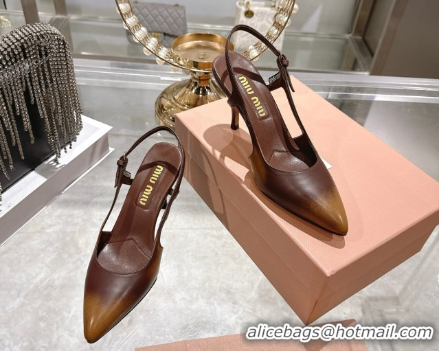 Unique Style Miu Miu Calf Leather Slingbacks Pump 7.5cm 5I546E Brown 2026