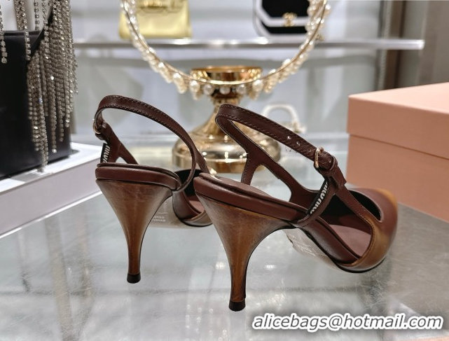 Unique Style Miu Miu Calf Leather Slingbacks Pump 7.5cm 5I546E Brown 2026