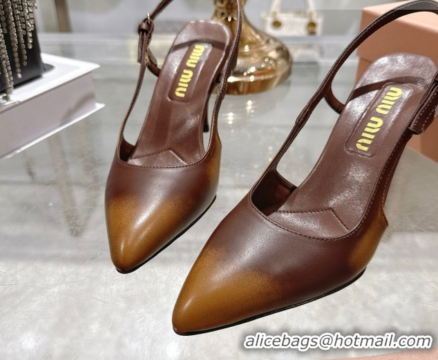 Unique Style Miu Miu Calf Leather Slingbacks Pump 7.5cm 5I546E Brown 2026