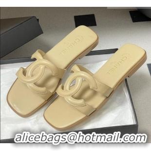 Top Quality Chanel Lambskin Mules Sandals G47250 Beige 2026