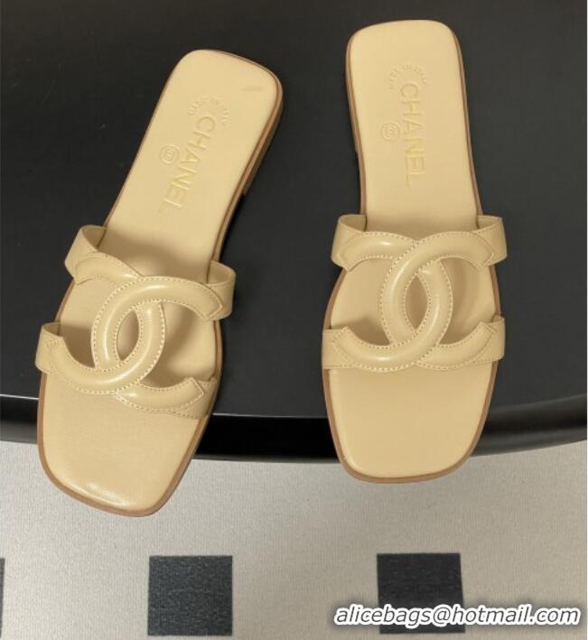 Top Quality Chanel Lambskin Mules Sandals G47250 Beige 2026