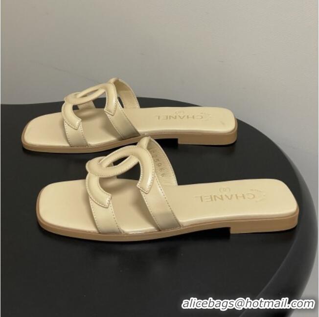 Top Quality Chanel Lambskin Mules Sandals G47250 Beige 2026