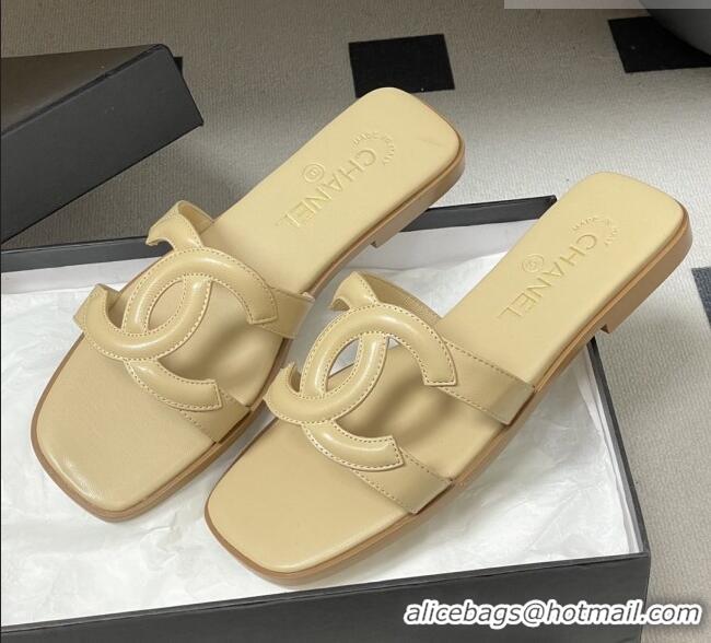 Top Quality Chanel Lambskin Mules Sandals G47250 Beige 2026