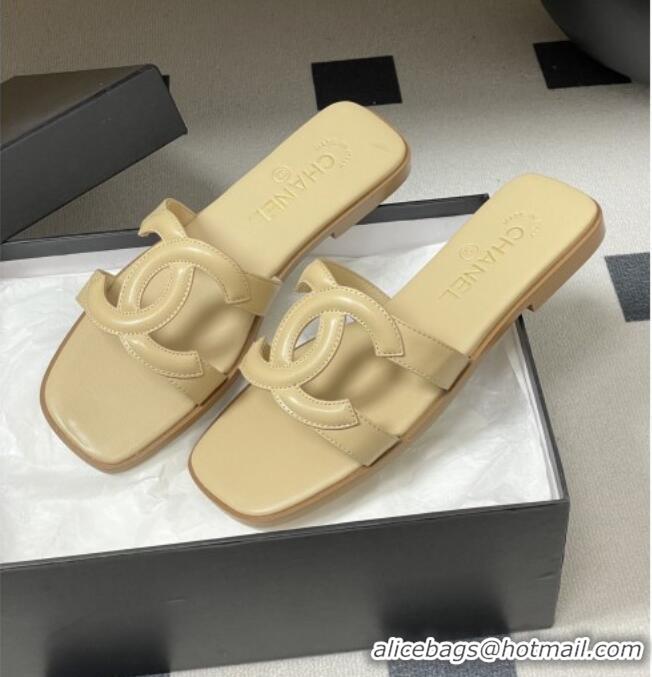 Top Quality Chanel Lambskin Mules Sandals G47250 Beige 2026