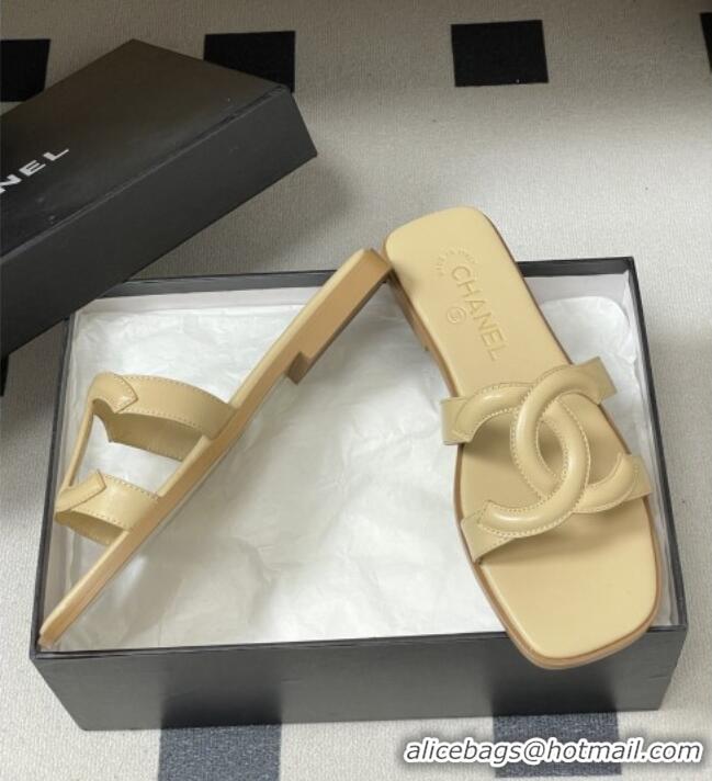 Top Quality Chanel Lambskin Mules Sandals G47250 Beige 2026