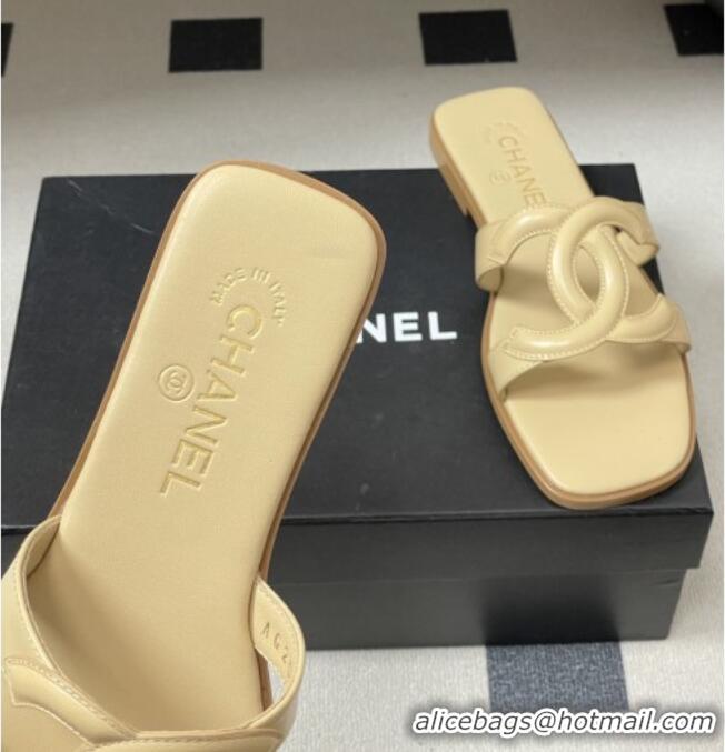Top Quality Chanel Lambskin Mules Sandals G47250 Beige 2026
