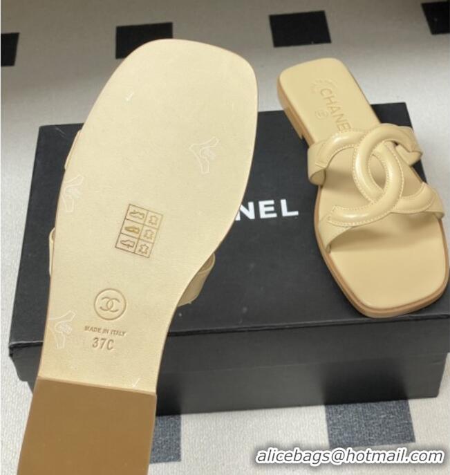 Top Quality Chanel Lambskin Mules Sandals G47250 Beige 2026
