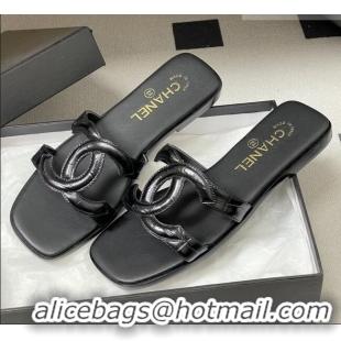 Promotional Chanel Crocodile-patterned Calfskin Mules Sandals G47250 Black 2026