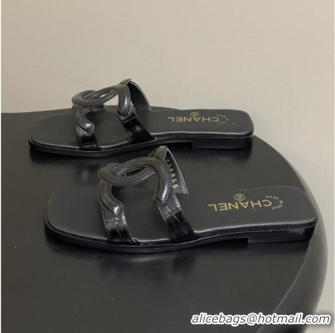 Promotional Chanel Crocodile-patterned Calfskin Mules Sandals G47250 Black 2026