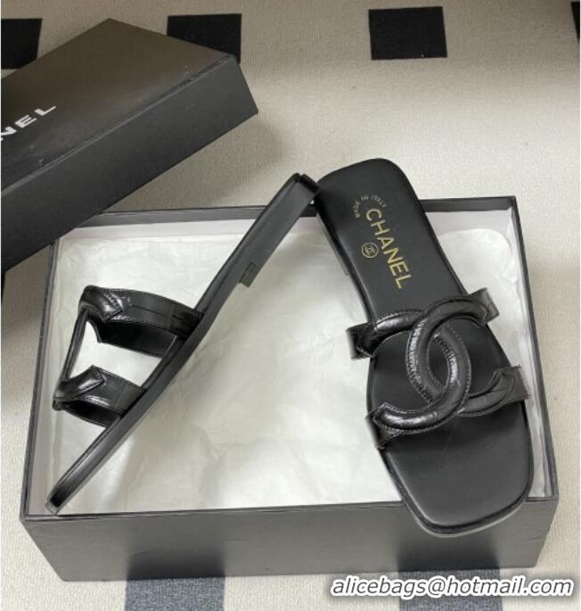 Promotional Chanel Crocodile-patterned Calfskin Mules Sandals G47250 Black 2026