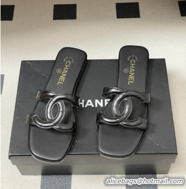 Promotional Chanel Crocodile-patterned Calfskin Mules Sandals G47250 Black 2026