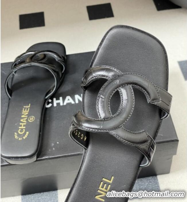 Promotional Chanel Crocodile-patterned Calfskin Mules Sandals G47250 Black 2026