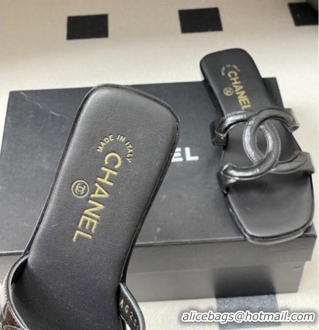 Promotional Chanel Crocodile-patterned Calfskin Mules Sandals G47250 Black 2026