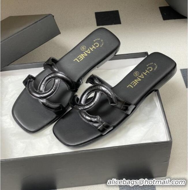 Promotional Chanel Crocodile-patterned Calfskin Mules Sandals G47250 Black 2026