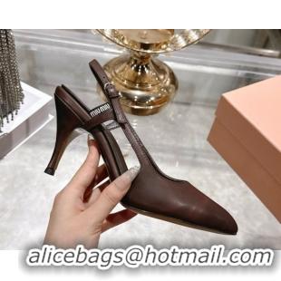 Classic Hot Miu Miu Calf Leather Slingbacks Pump 7.5cm 5I546E Dark Brown 2026