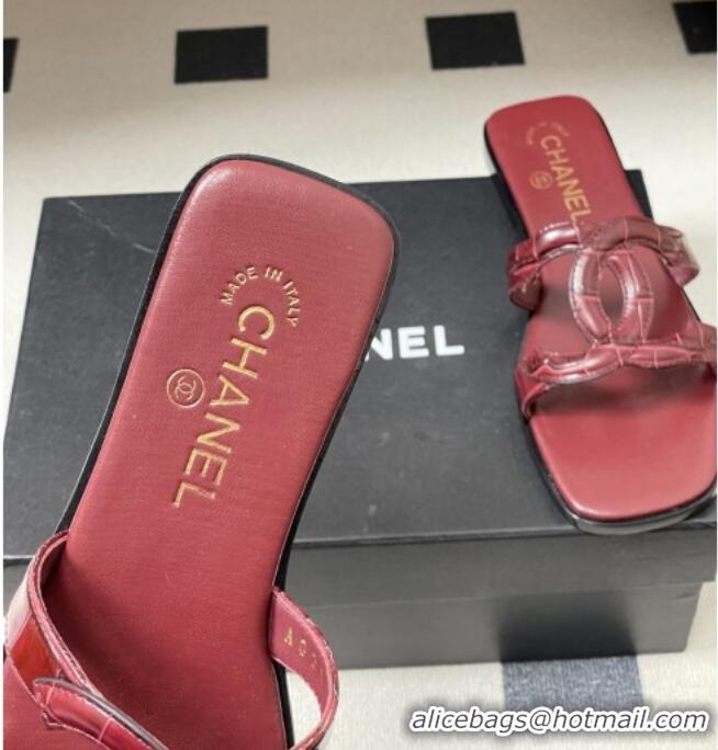 ​Buy Fashionable Chanel Crocodile-patterned Calfskin Mules Sandals G47250 Burgundy 2026