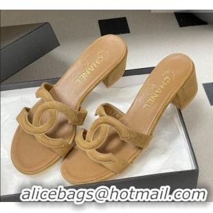 ​Grade Design Chanel Suede Heeled Mules Sandals G47250 Brown 2026