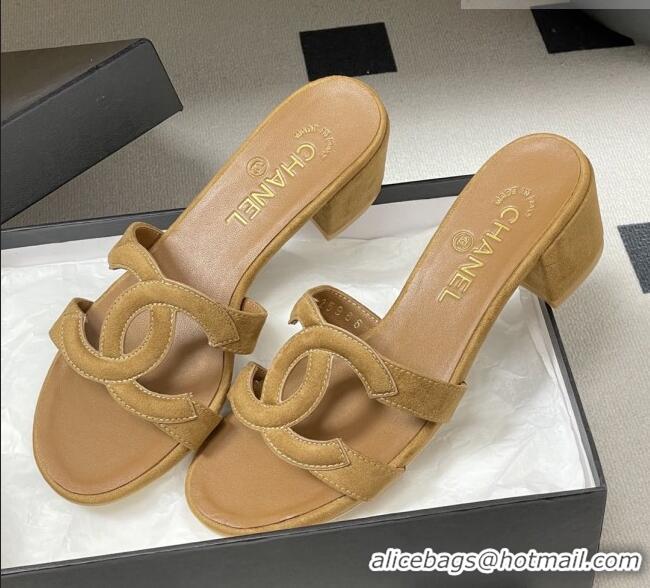 ​Grade Design Chanel Suede Heeled Mules Sandals G47250 Brown 2026