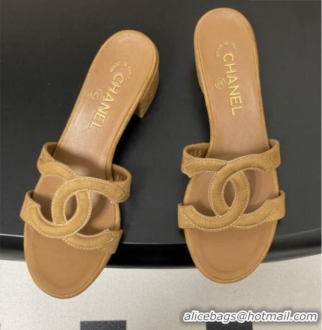 ​Grade Design Chanel Suede Heeled Mules Sandals G47250 Brown 2026
