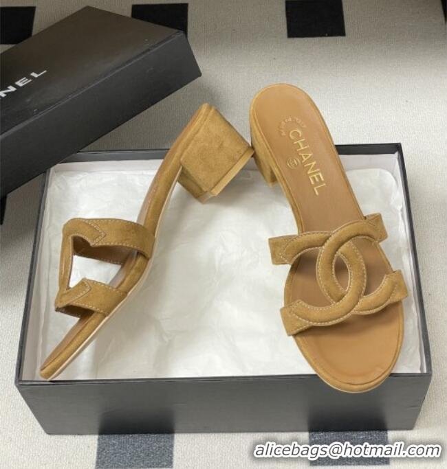 ​Grade Design Chanel Suede Heeled Mules Sandals G47250 Brown 2026