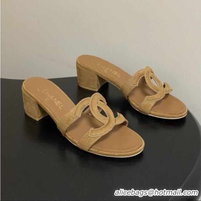 ​Grade Design Chanel Suede Heeled Mules Sandals G47250 Brown 2026