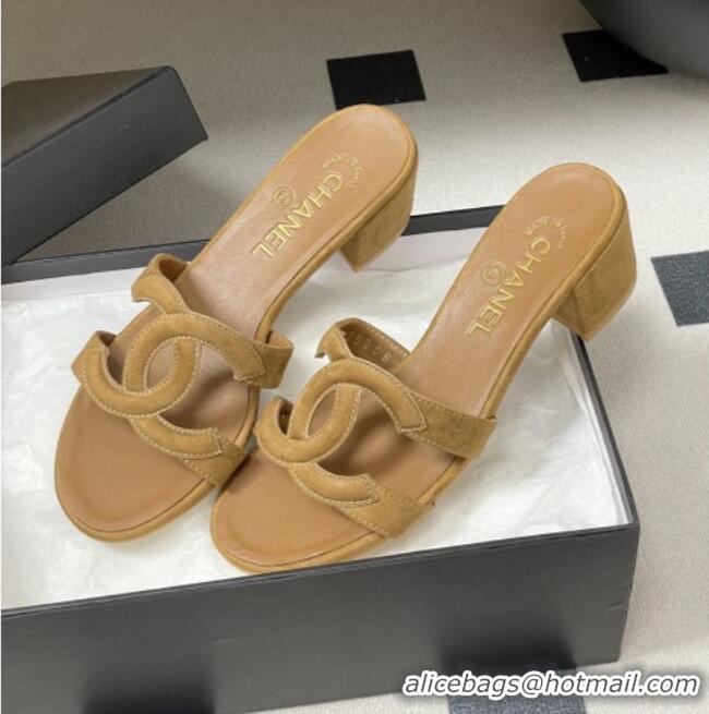 ​Grade Design Chanel Suede Heeled Mules Sandals G47250 Brown 2026