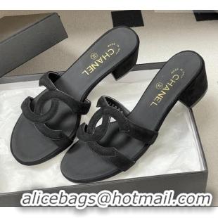 ​Good Product Chanel Suede Heeled Mules Sandals G47250 Black 2026